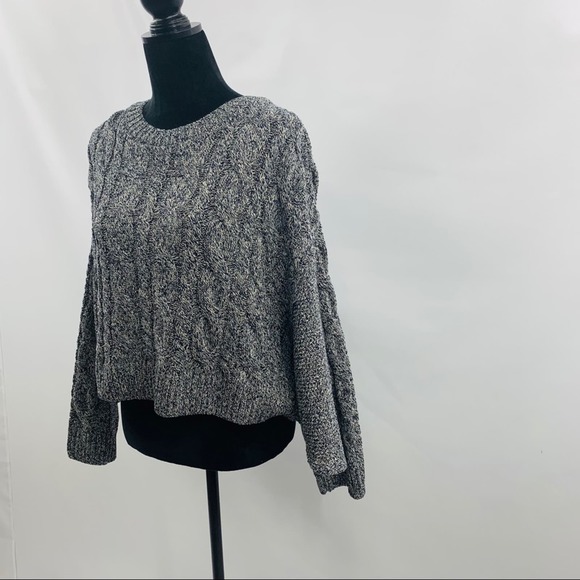 Topshop Navy Blue Crop Chunky Cable Knit Sweater - Picture 7 of 12